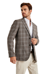Slim fit rustic melange plaids blazer