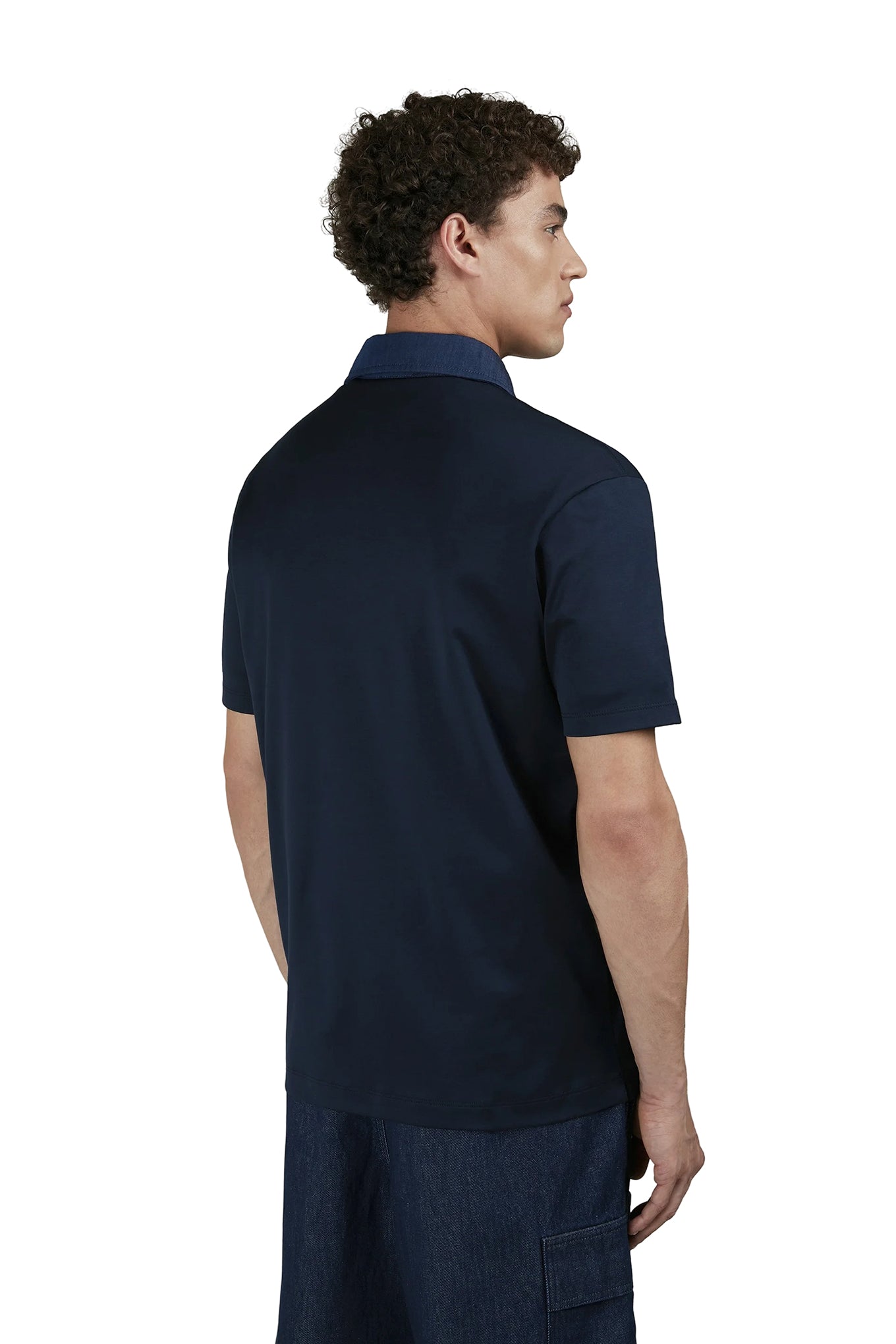 POLO IN AQUA TOUCH COTTON WITH DENIM DETAILS