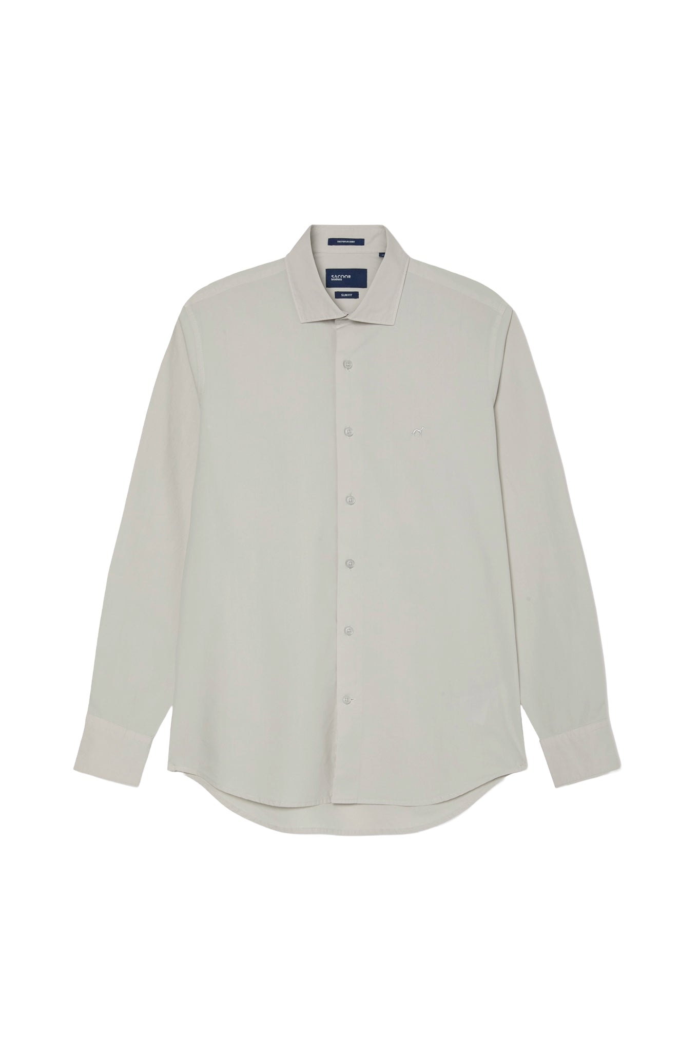 Slim Fit Overdye Poplin Shirt With Open Collar