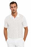 Natural white “Braid Vanisé” button-down polo shirt
