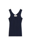 V Neck Rib Top In Viscose blend With Pointelle Detail