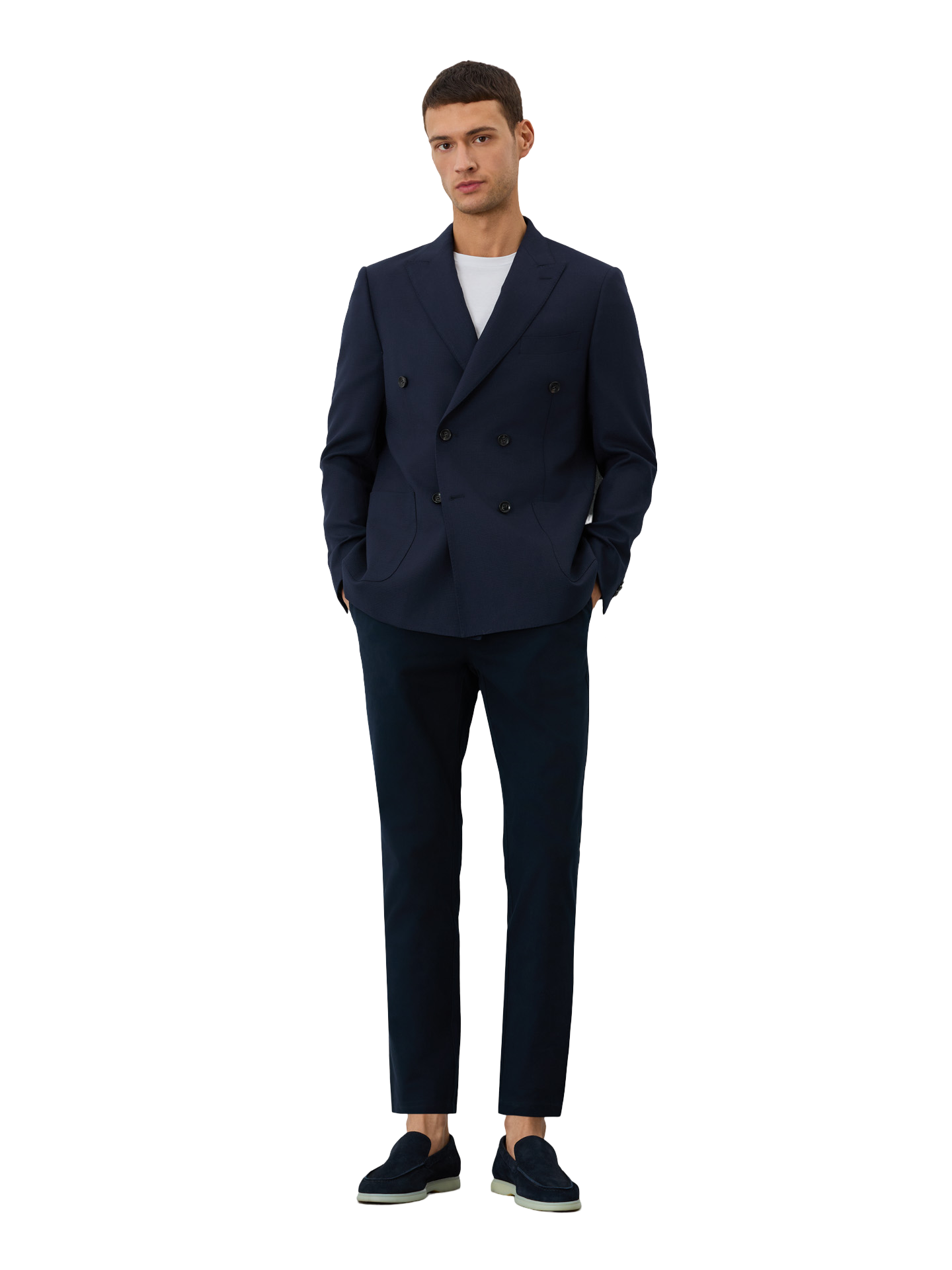 Half-canvas Blazer With Patch Pockets In Wool Blend