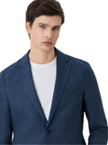 Half-canvas Prince Of Wales Blazer In Linen Blend