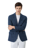 Half-canvas Prince Of Wales Blazer In Linen Blend