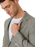 Half-Canvas Prince Of Wales Blazer With Patch Pockets In Linen Blend