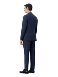 Slim Fit Windowpane Suit In Wool-elastane Blend