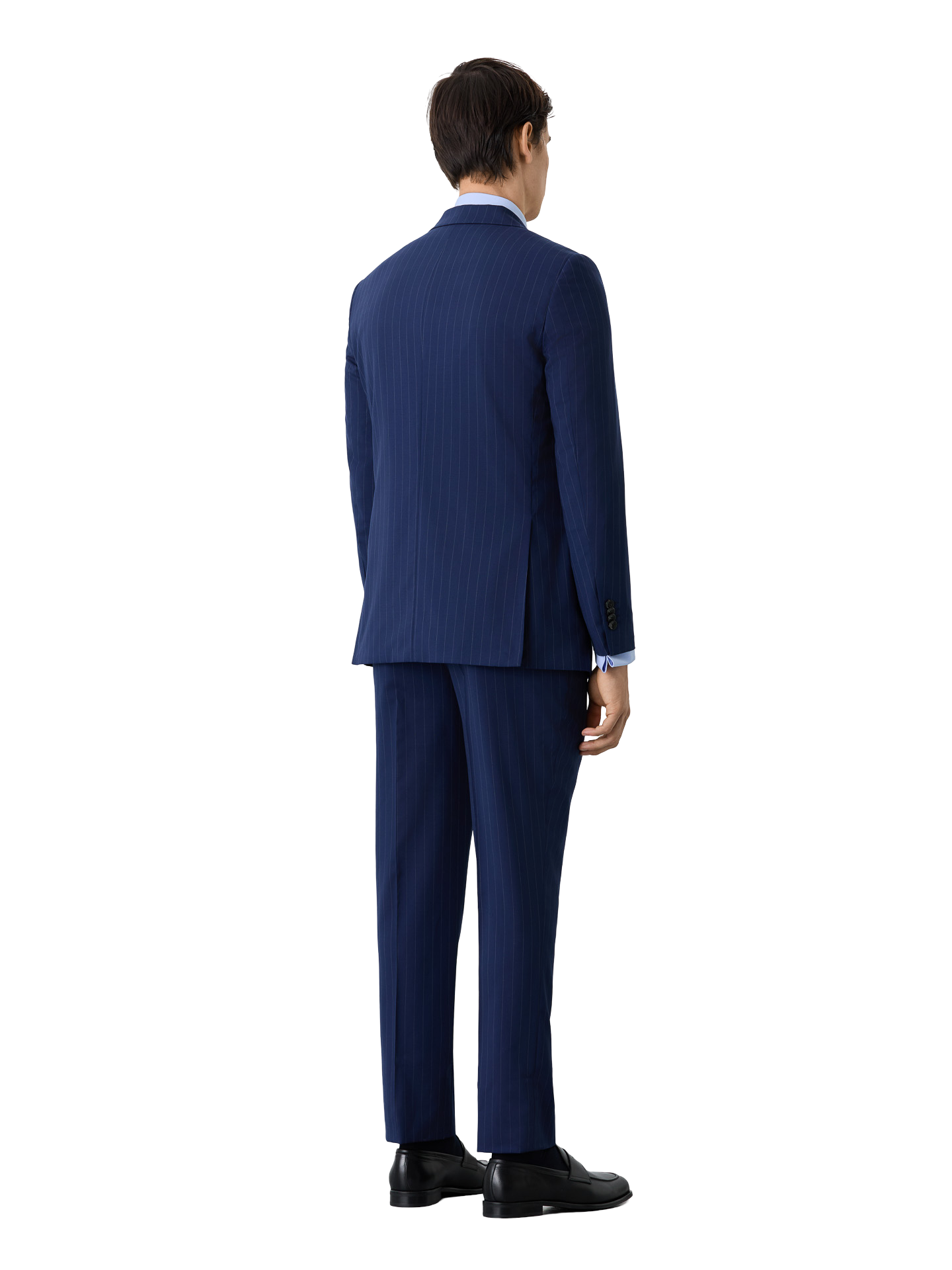 Slim Fit Suit In Wool With Stripes