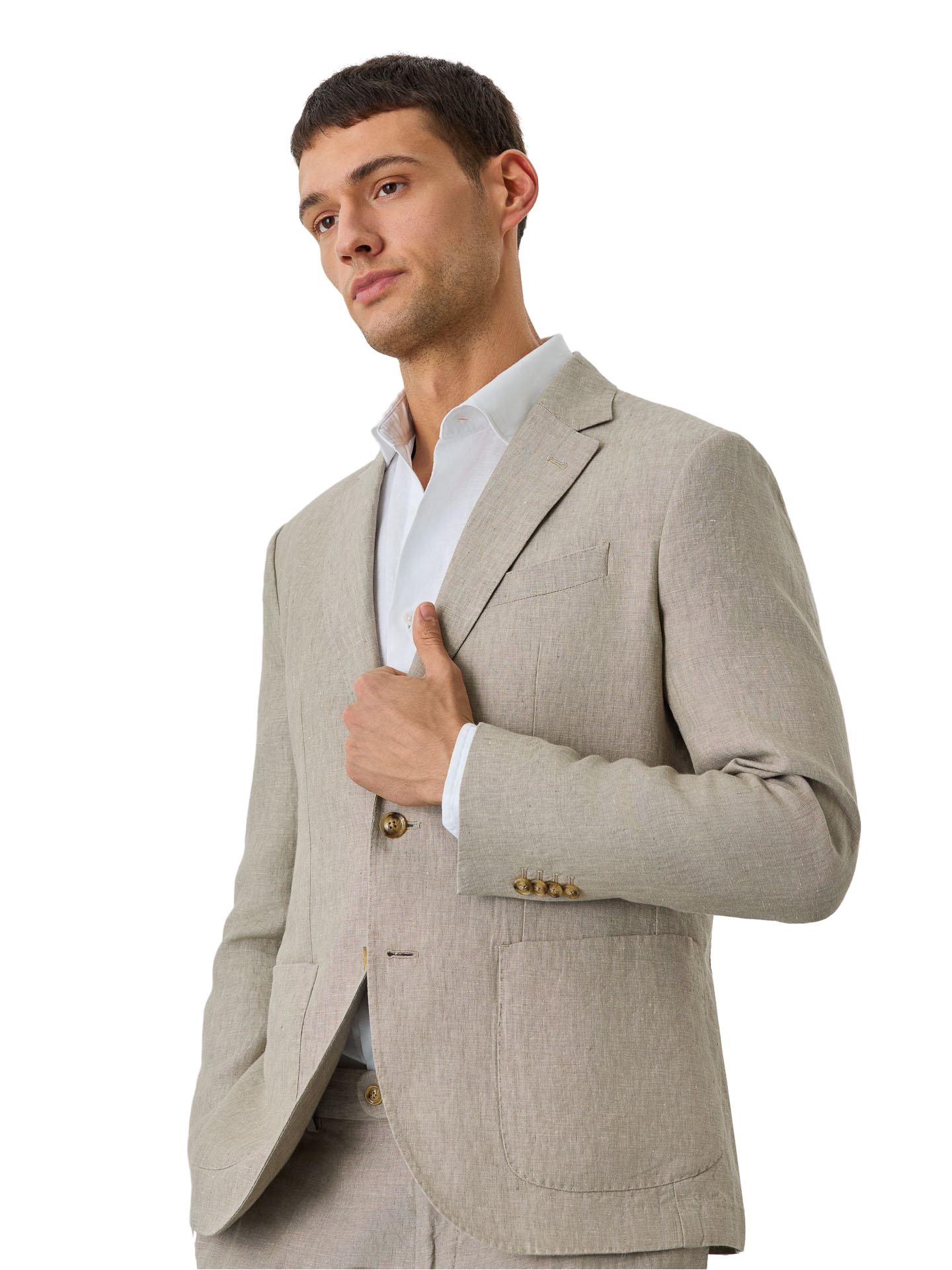 Premium Blazer With Patch Pockets And Special Pin In Linen