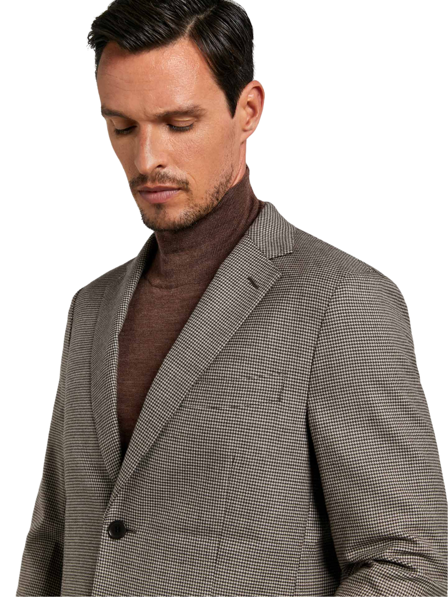 Unstructured houndstooth wool blazer