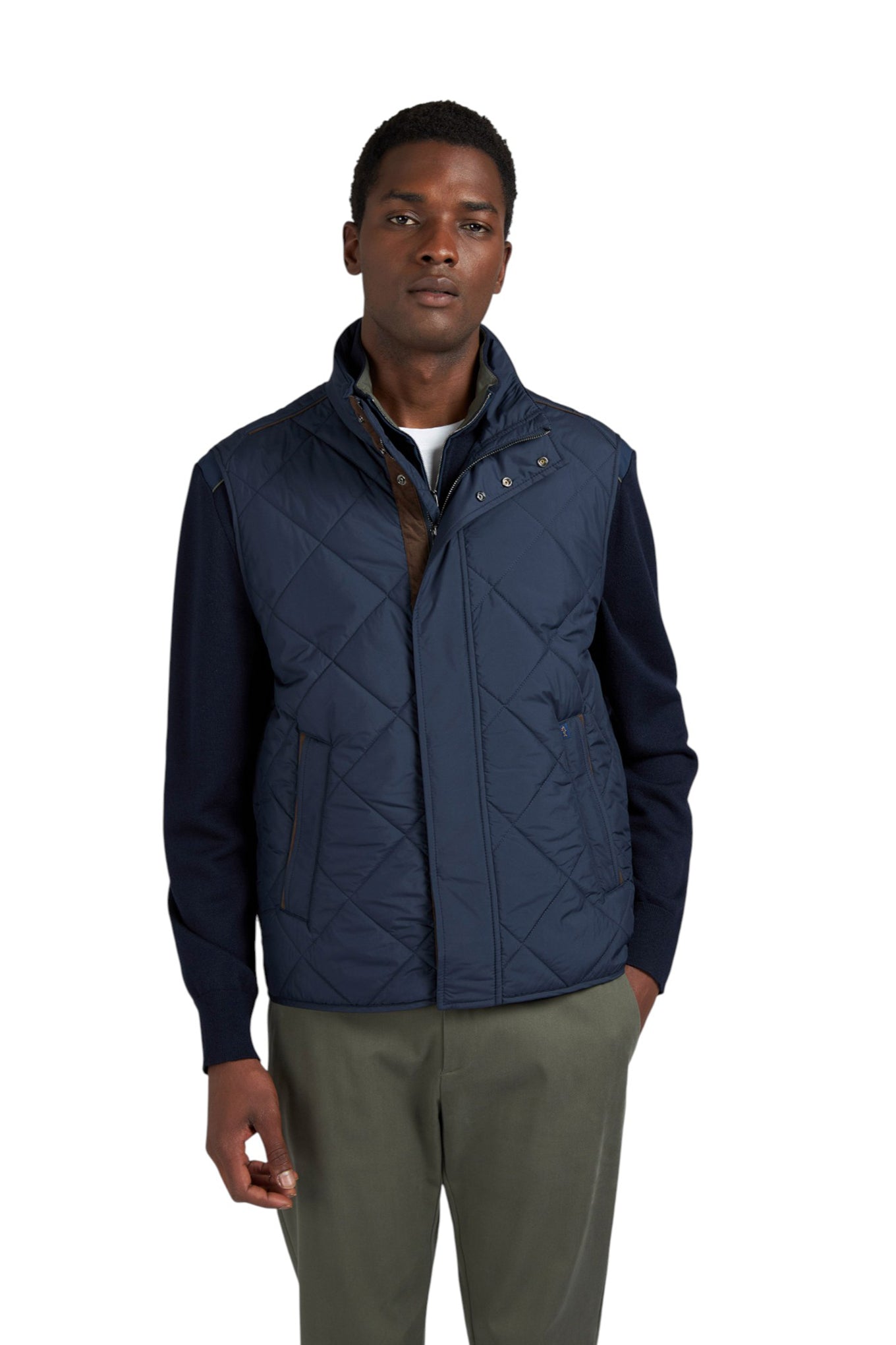 Quilted Vest with Alcantara details