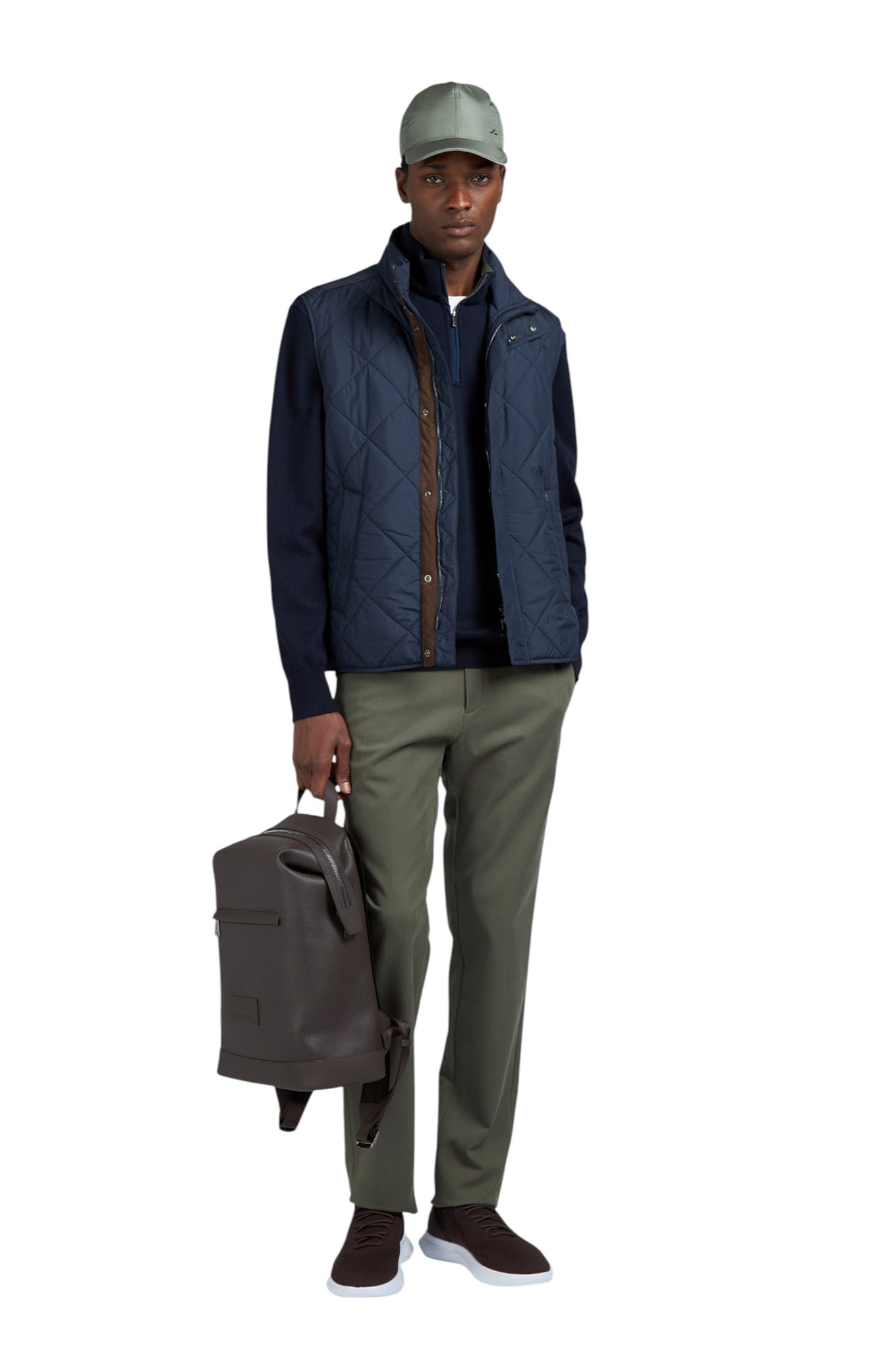 Quilted Vest with Alcantara details