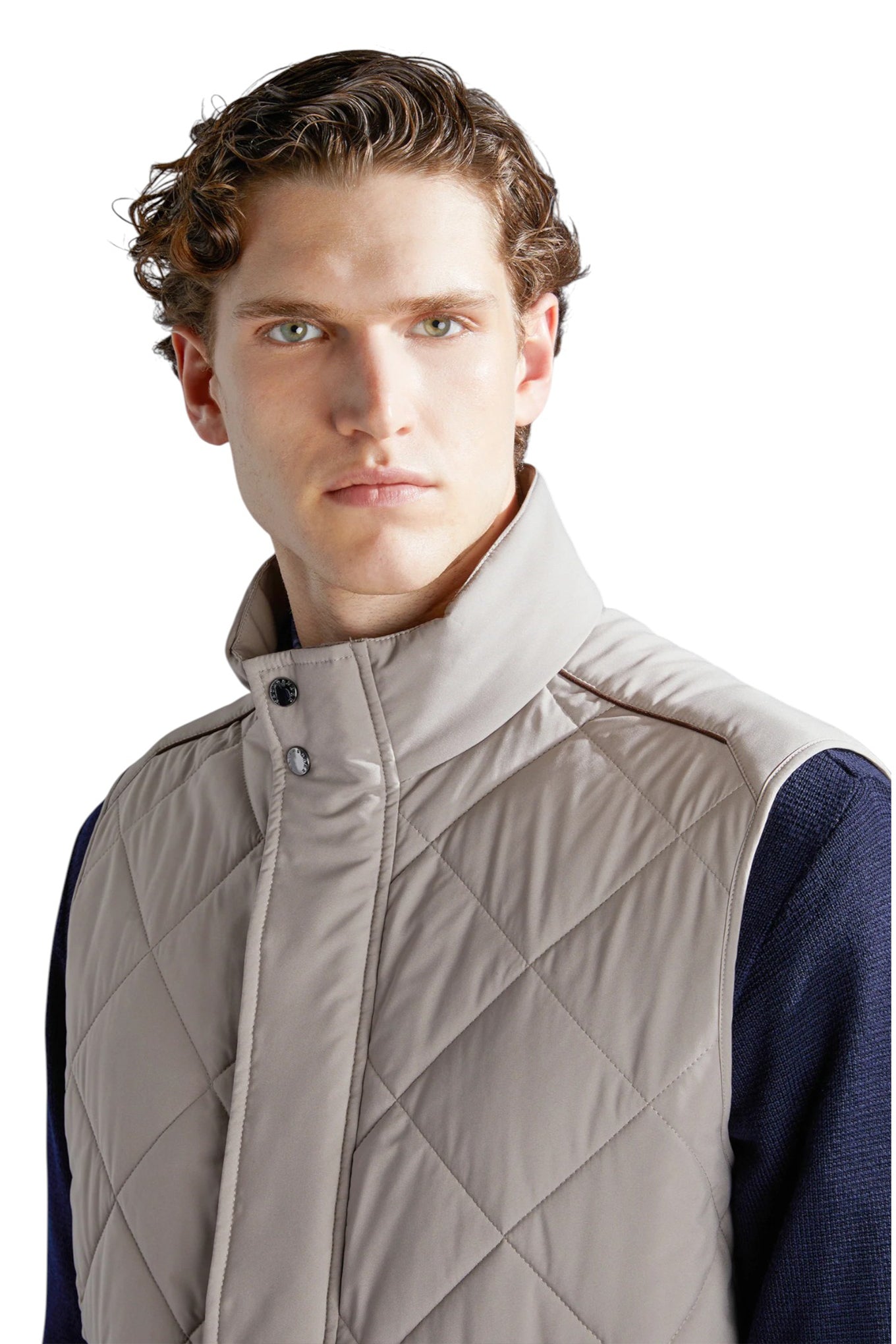 Quilted Vest with Alcantara details