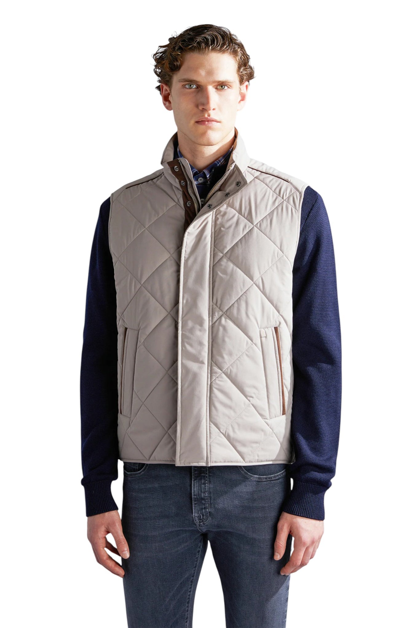 Quilted Vest with Alcantara details