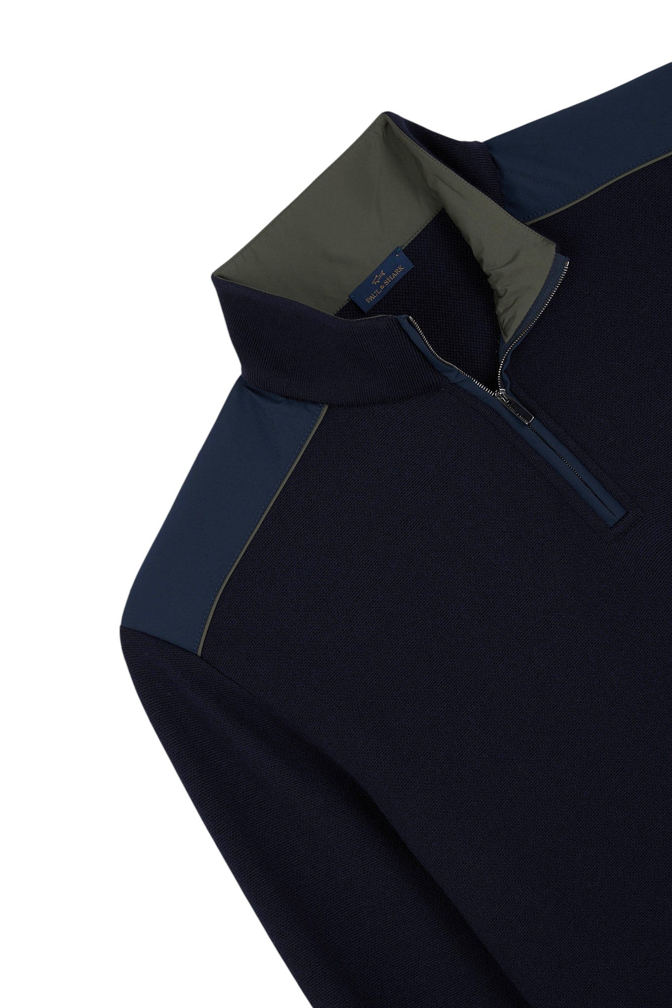 Soft Cool Touch wool half zip sweater with Typhoon Platinum details