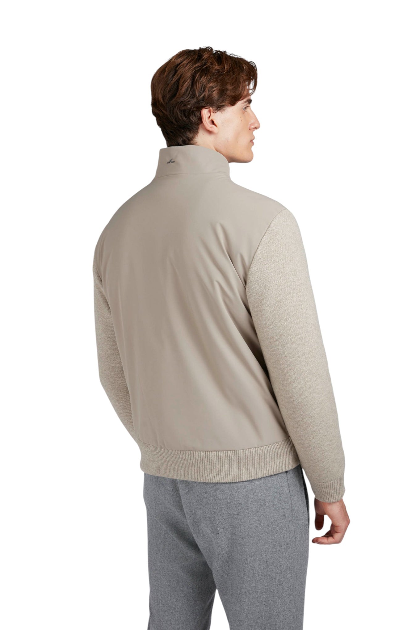 Hybrid jacket in wool and cashmere with Suede and Typhoon Stretch details