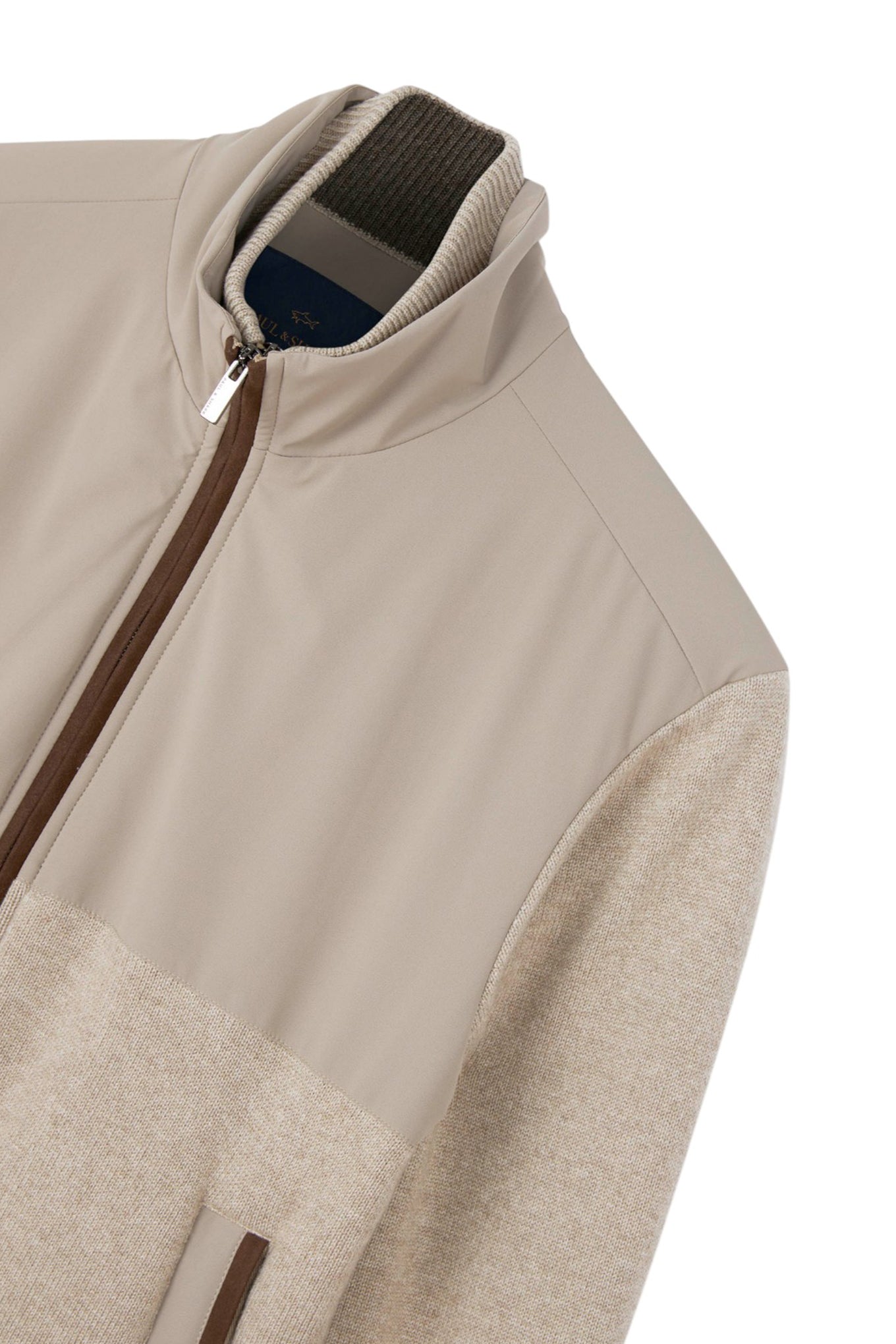 Hybrid jacket in wool and cashmere with Suede and Typhoon Stretch details