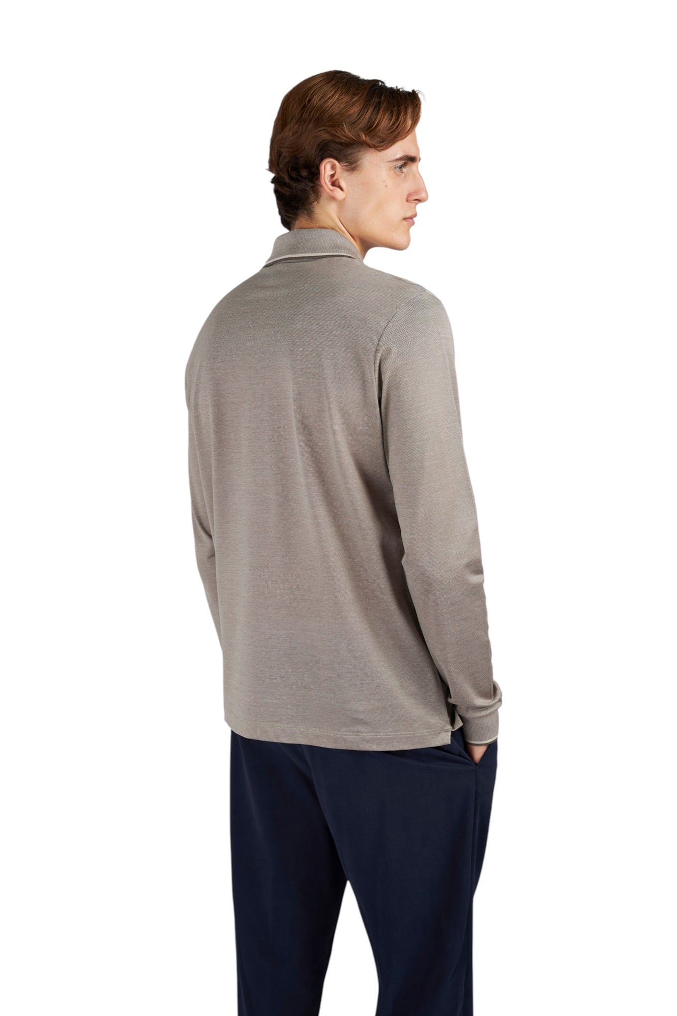 Two tone pique cotton polo shirt with Shark Fin embroidery