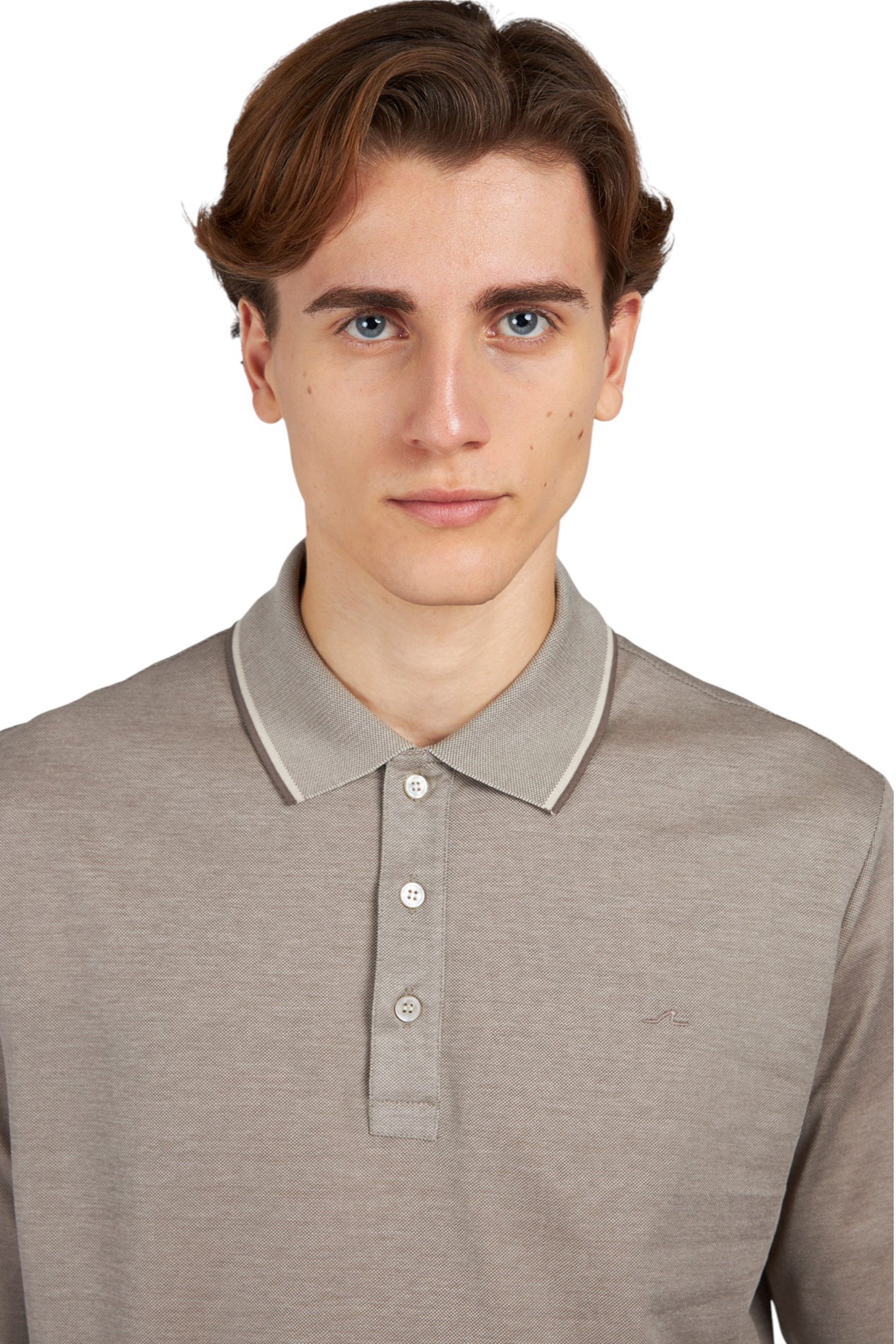 Two tone pique cotton polo shirt with Shark Fin embroidery