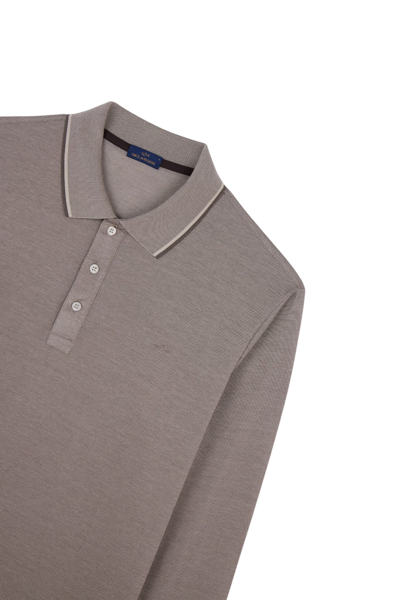 Two tone pique cotton polo shirt with Shark Fin embroidery