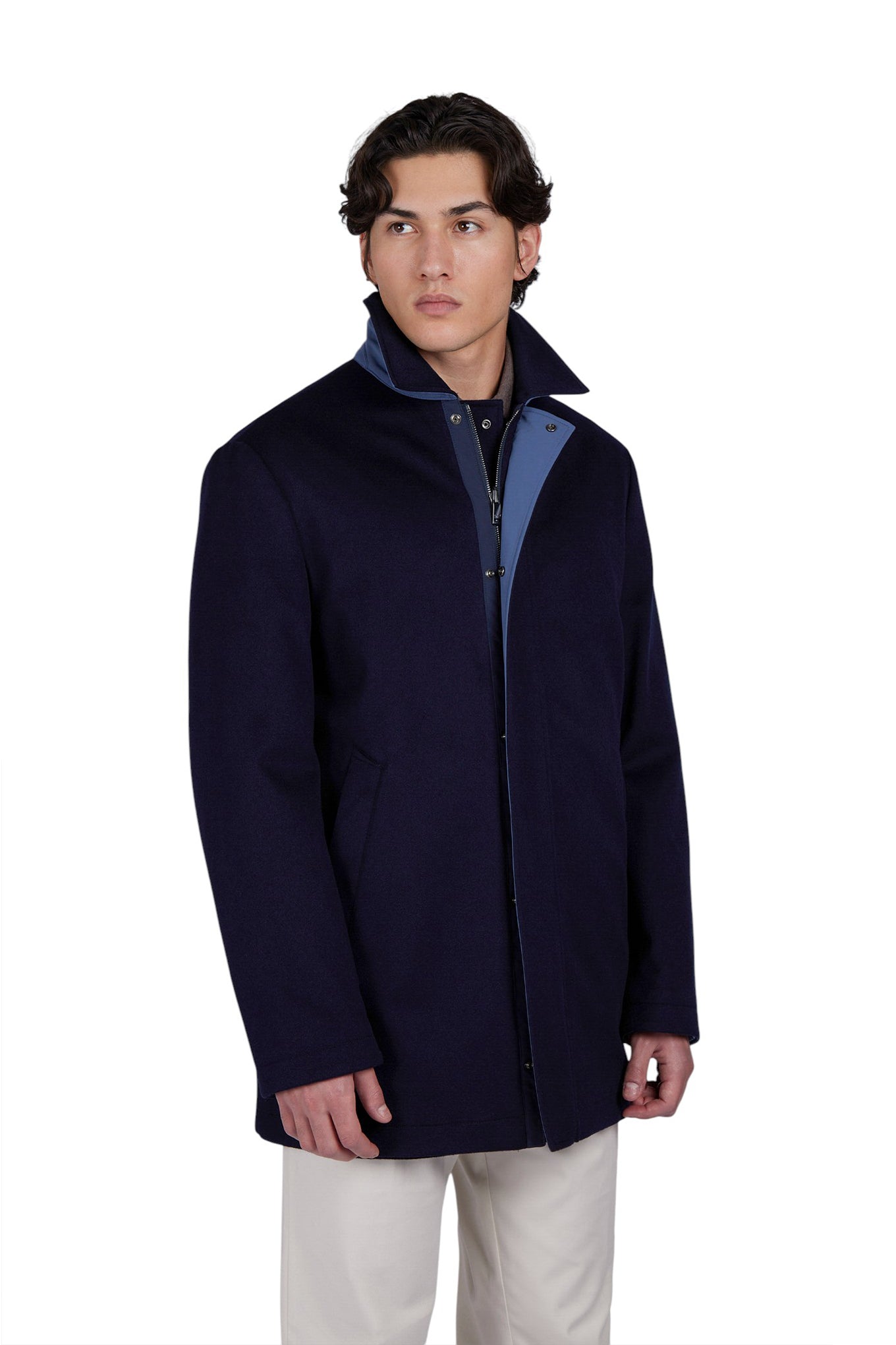 Reversible carcoat in cashmere and Typhoon