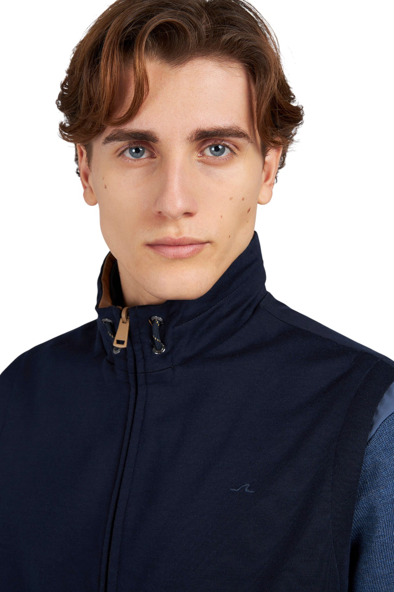 Reversible gilet in wool silk and microfiber