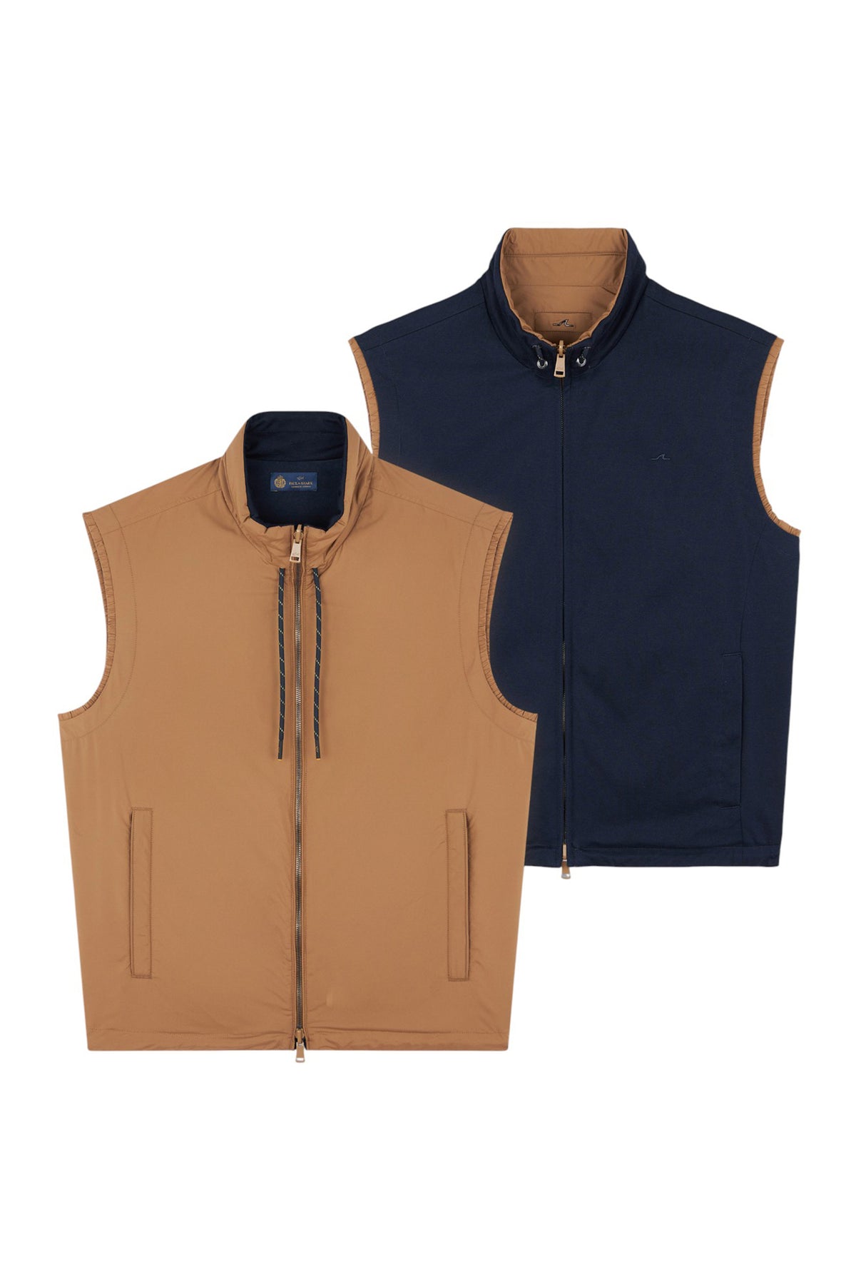 Reversible gilet in wool silk and microfiber