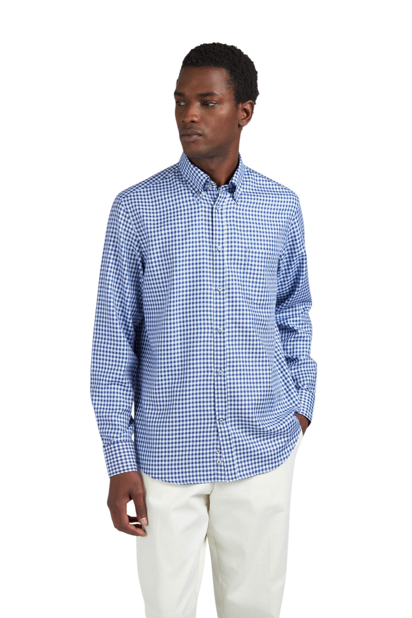 Cotton shirt with checkered pattern