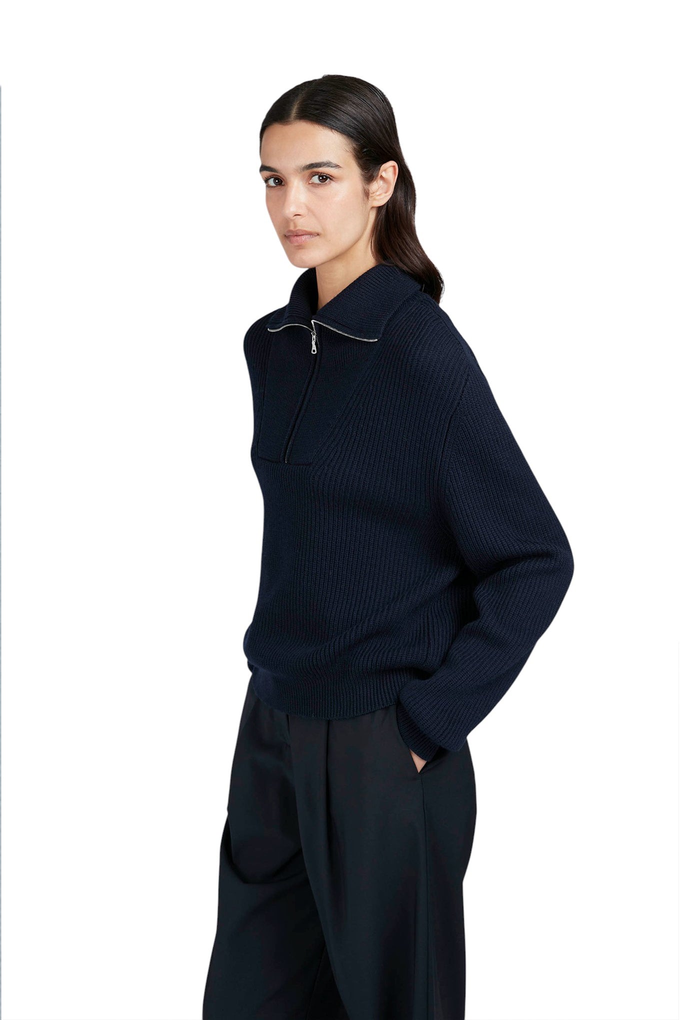 Merino Extrafine wool half zip sweater