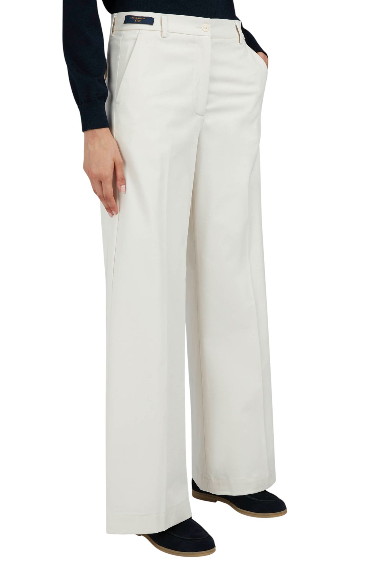 Palazzo trousers in stretch cotton