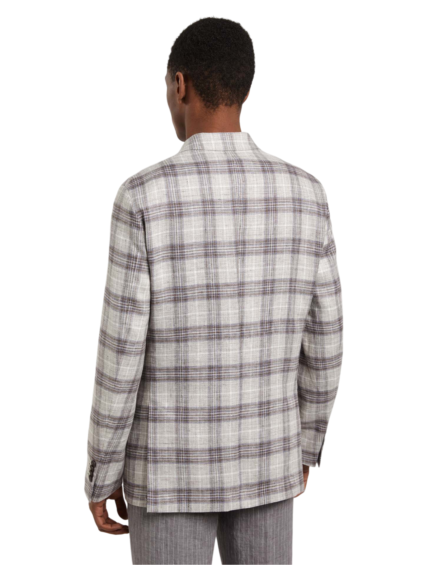 Unstructured Checks Linen Blazer