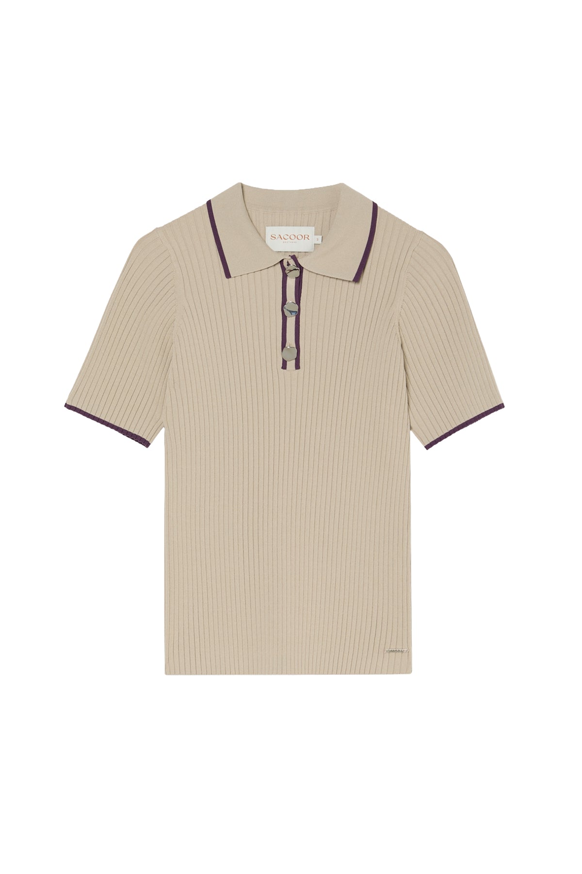Short Sleeve Polo Sweater With Gold Button In Viscose Blend
