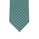 3-fold Silk Tie with Kitten Pattern Green - M49155