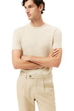 Short Sleeve Crew Neck Sweater In Cotton Linen Blend