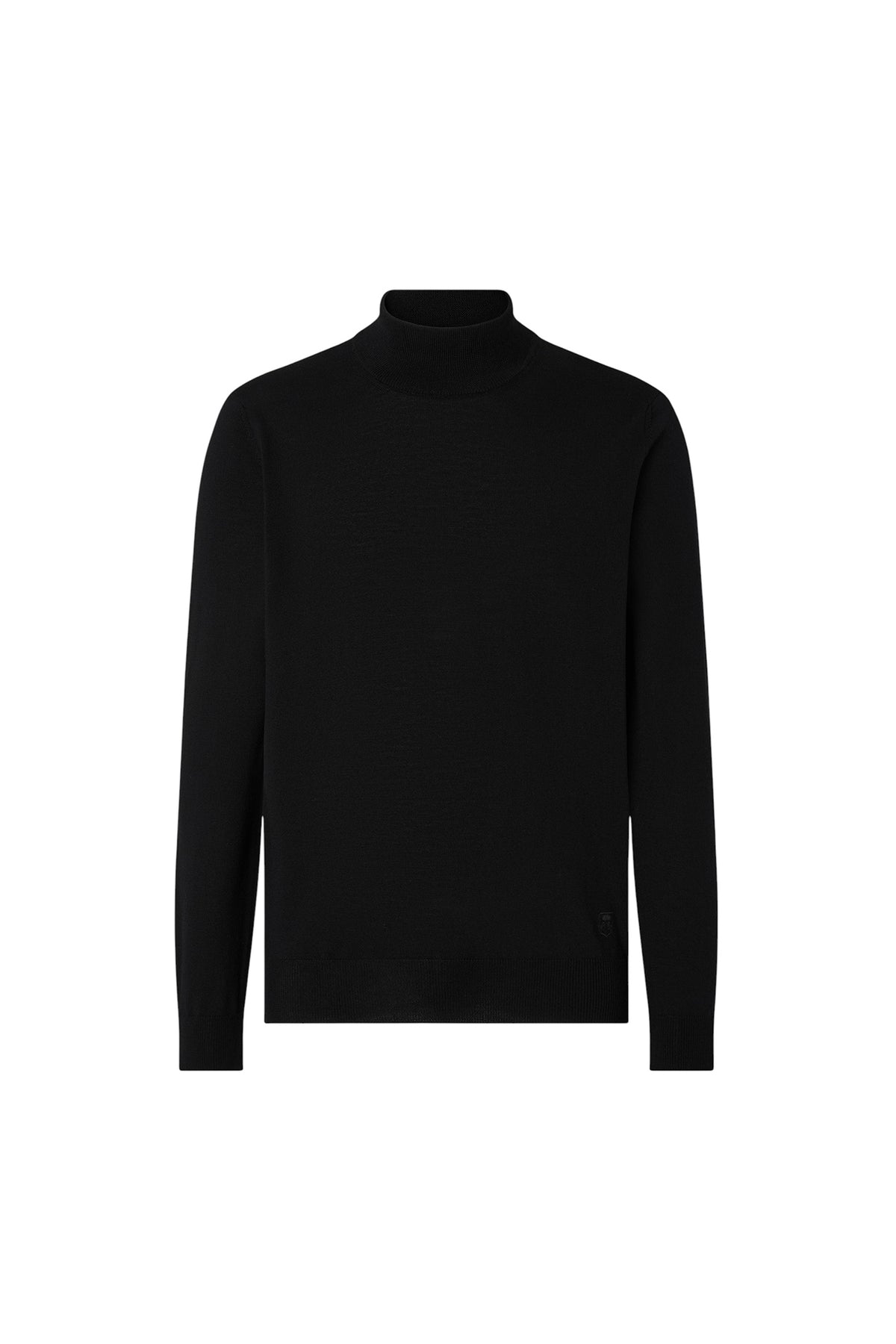Black extra fine merino wool turtleneck