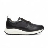 Black nylon and nappa leather running shoes