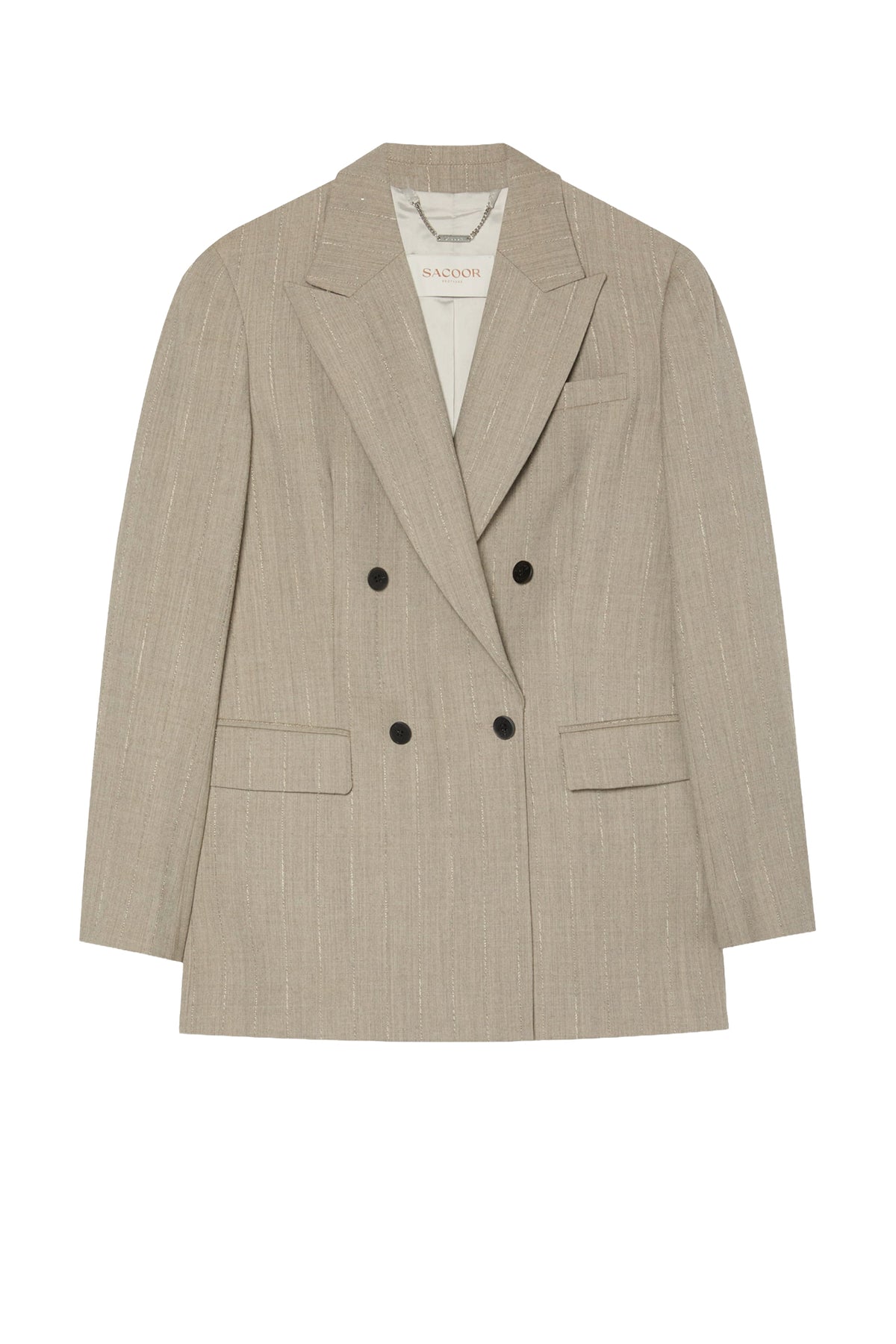 Double Breasted Blazer In Striped Wool Blend