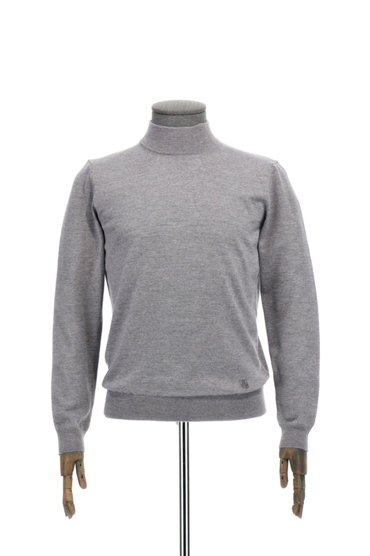 Gray extra fine merino wool turtleneck