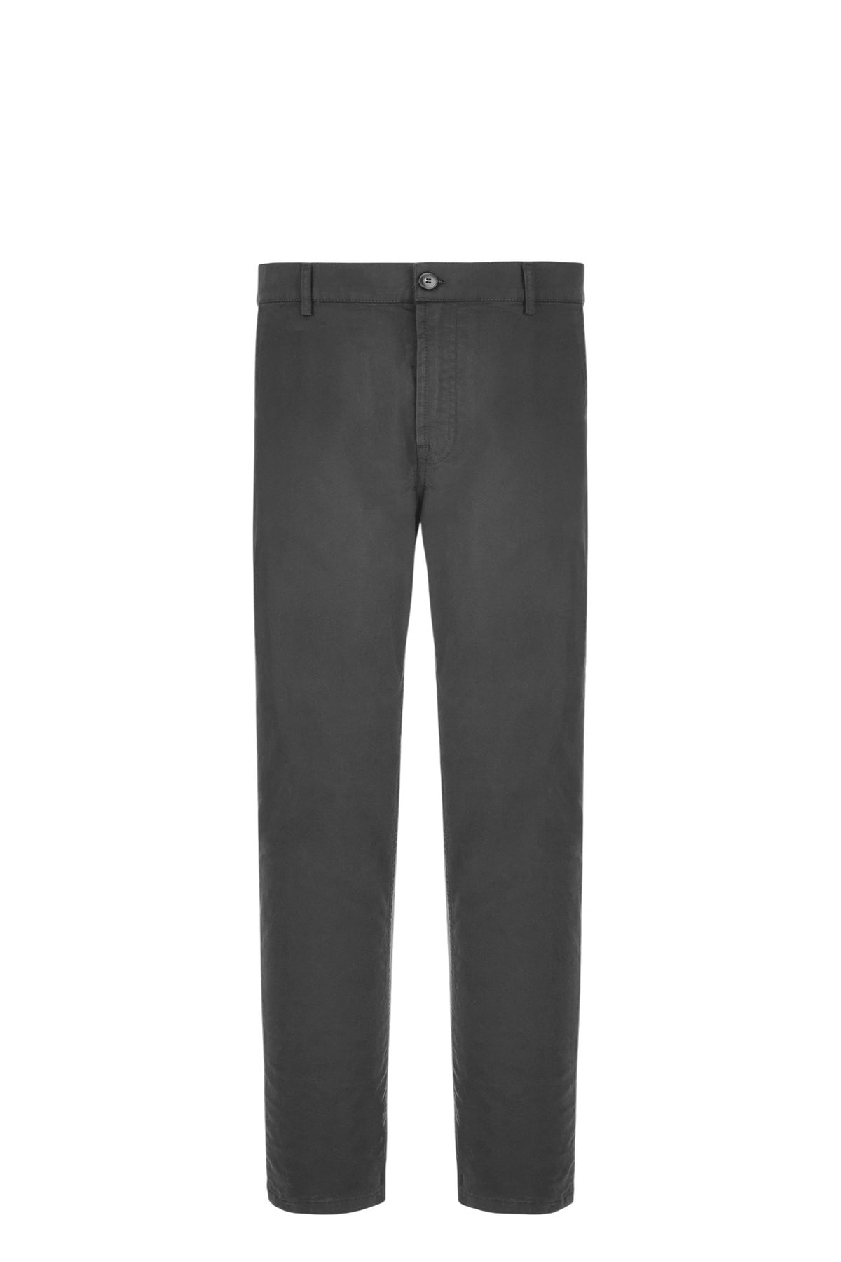 Garment dyed gray comfort cotton microtwill chino pants