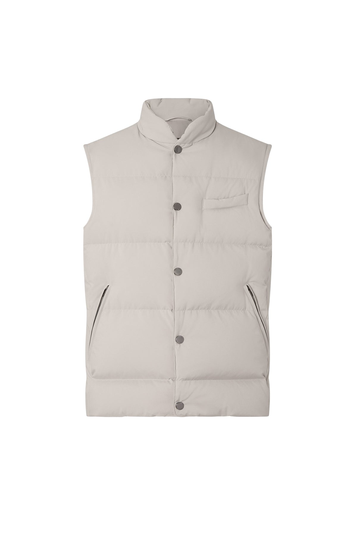 Beige quilted bodywarmer made of technical poplin