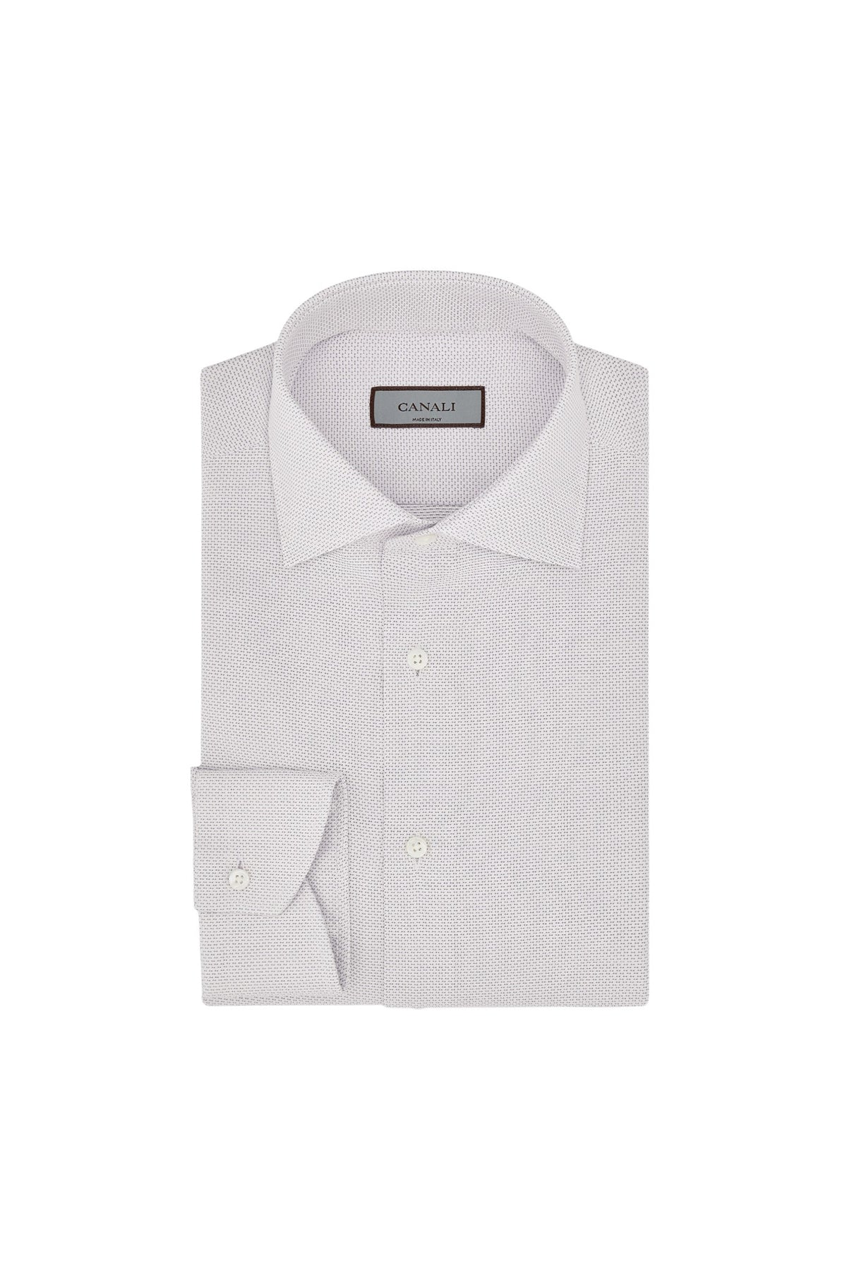 White and purple regular fit Impeccabile cotton shirt