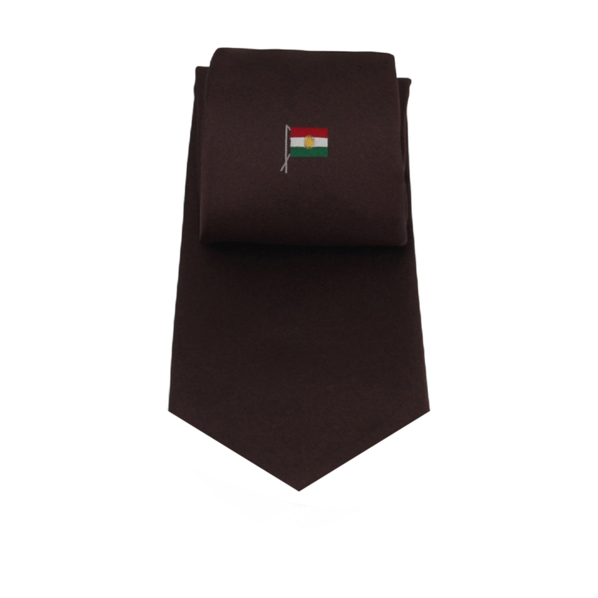 Dark Brown Talarico Silk Tie – Kurdistan Flag Edition