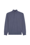 Summer Wool half zip sweater with Alcantara details