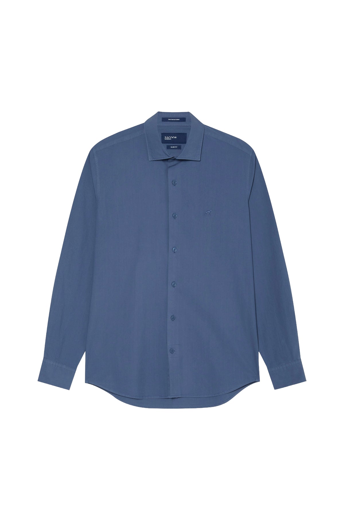 Slim Fit Overdye Poplin Shirt With Open Collar