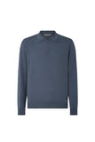 Aviator blue zip-up extra fine wool polo shirt