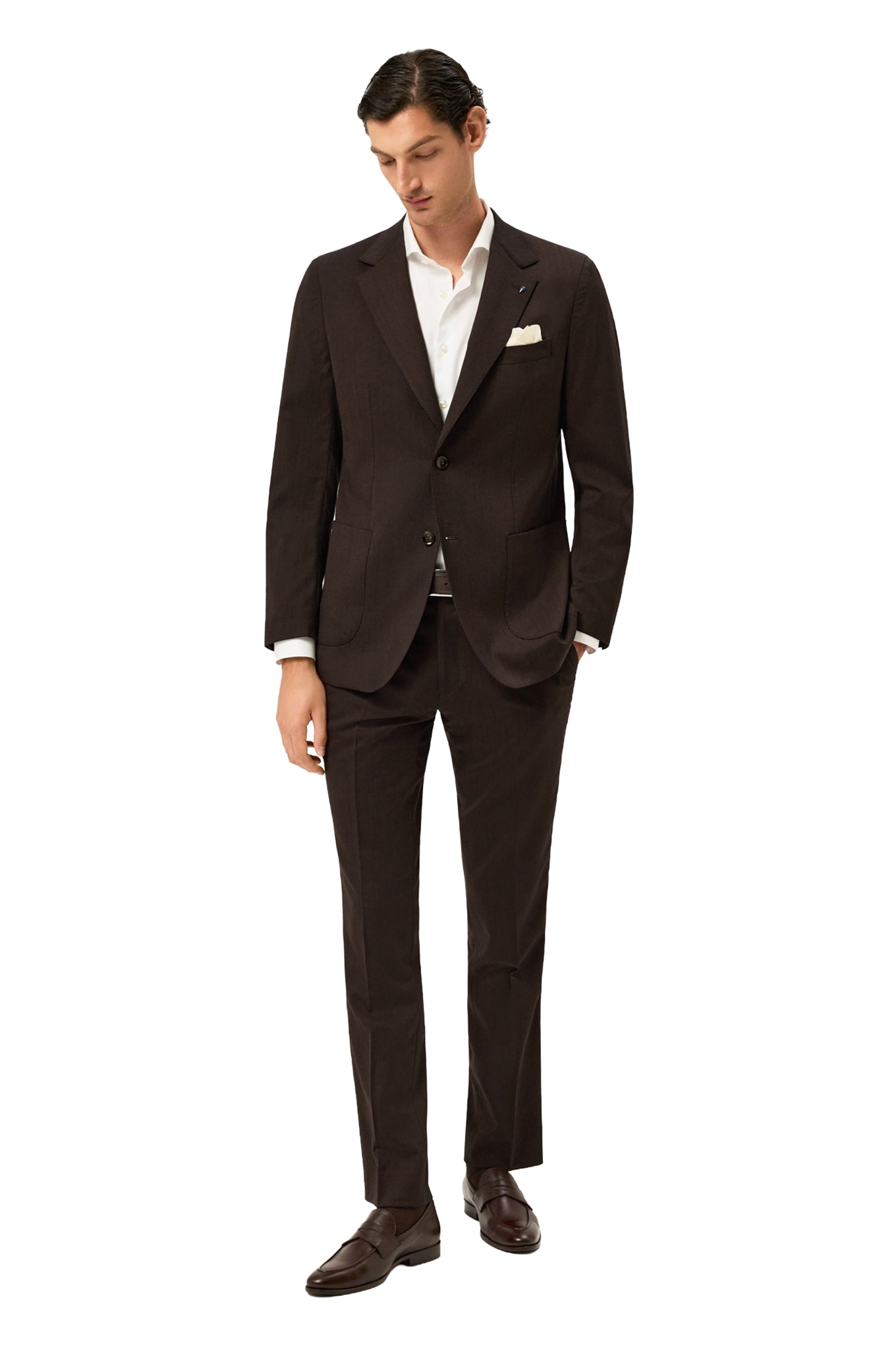 Slim Fit Herringbone Travel Suit