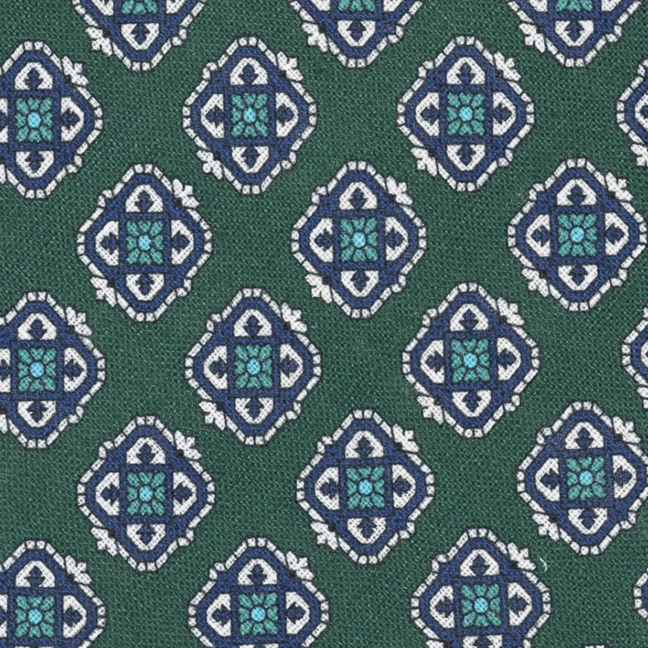 3-Fold Tie in Irish Linen Geometric Pattern Green-M6458