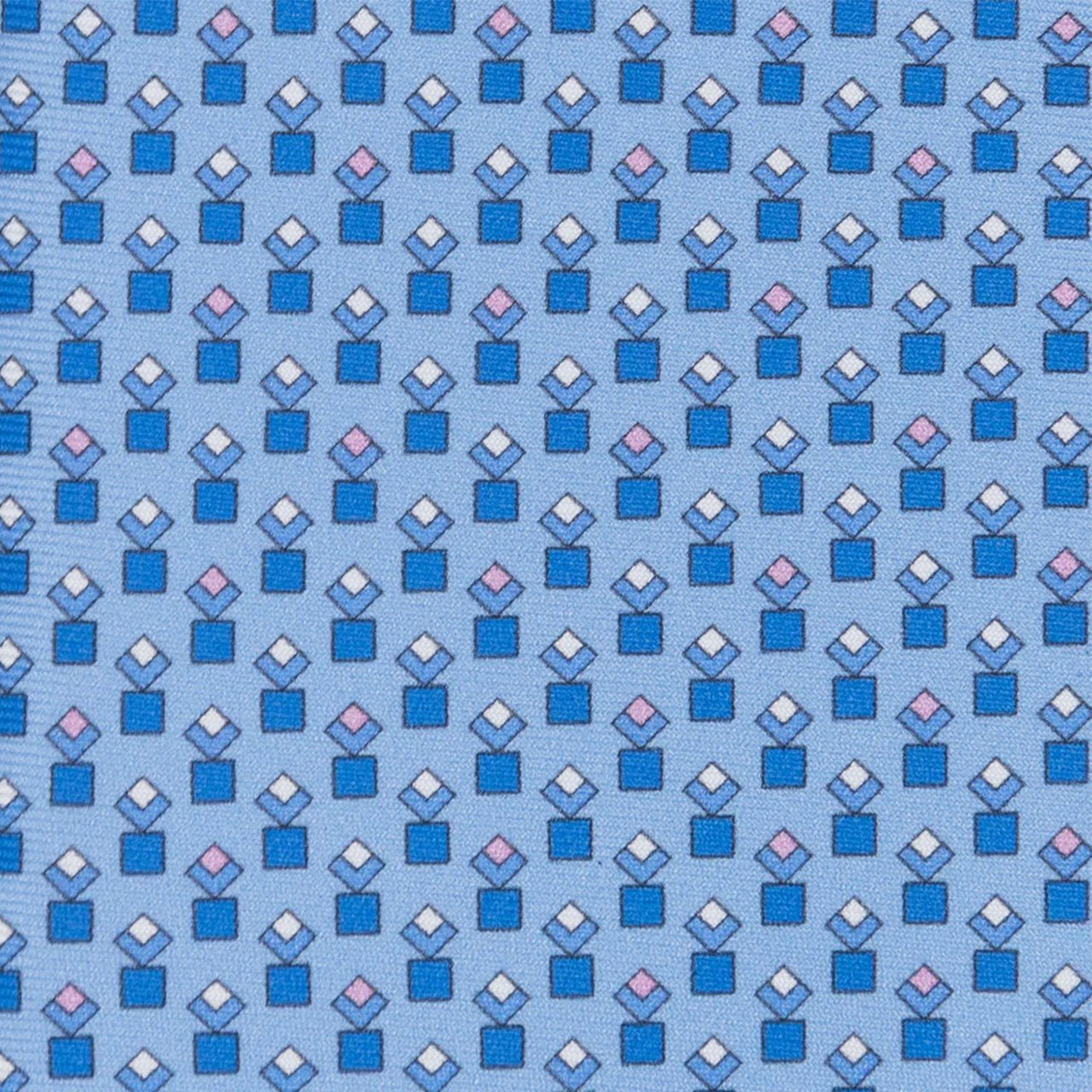 3-fold Tie in Silk Geometric Pattern Light Blue Pink - M34186