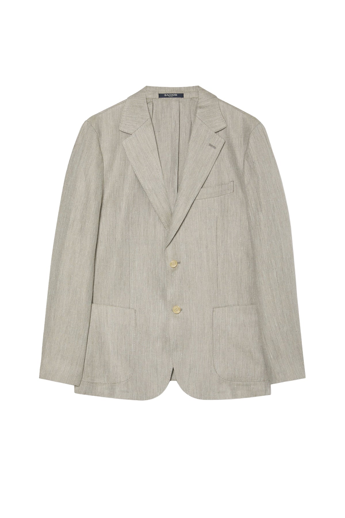 Structured Linen Blend Blazer With Patch Pockets