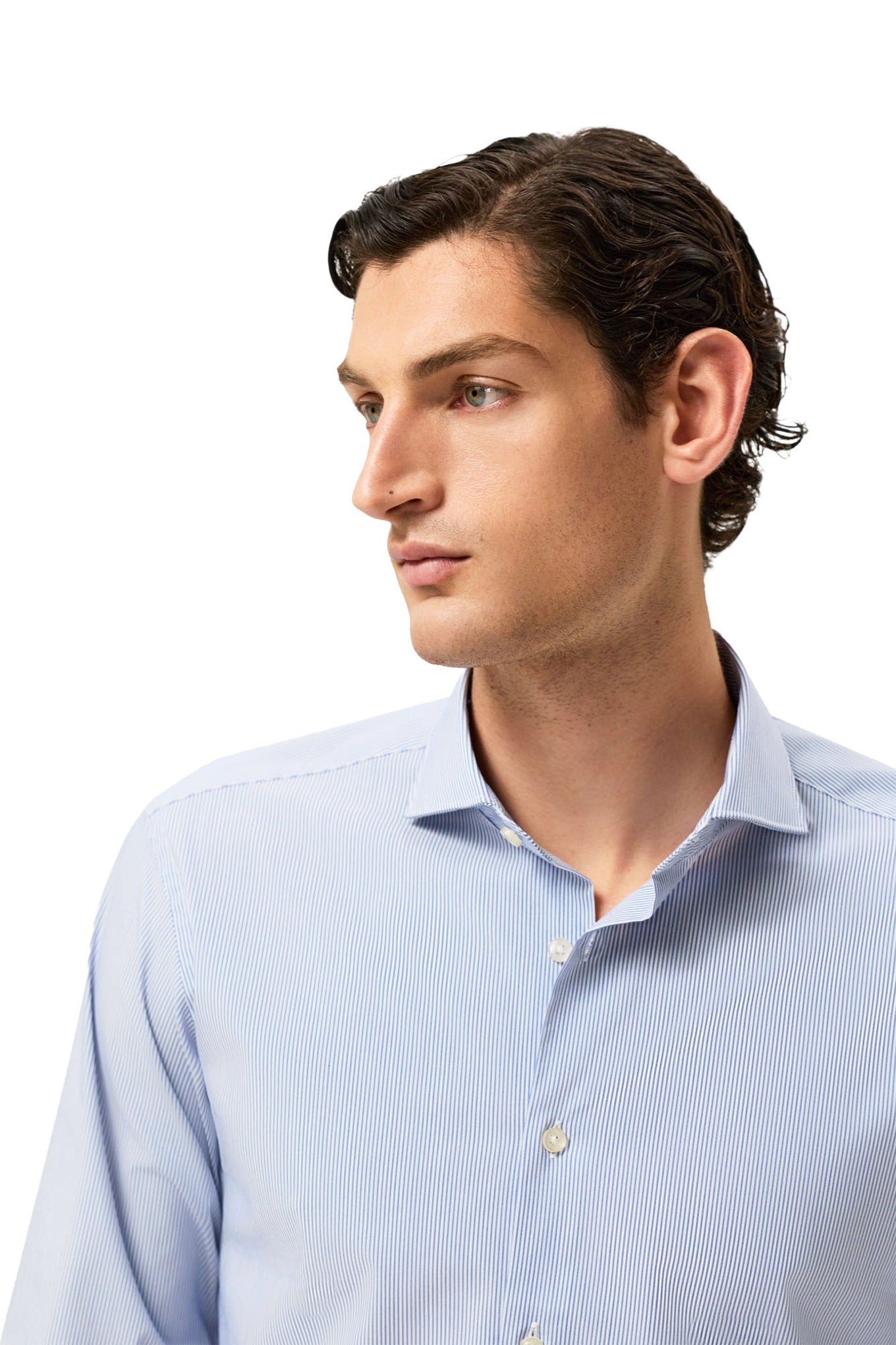 Slim Fit Striped Travel Shirt With Dublin Collar