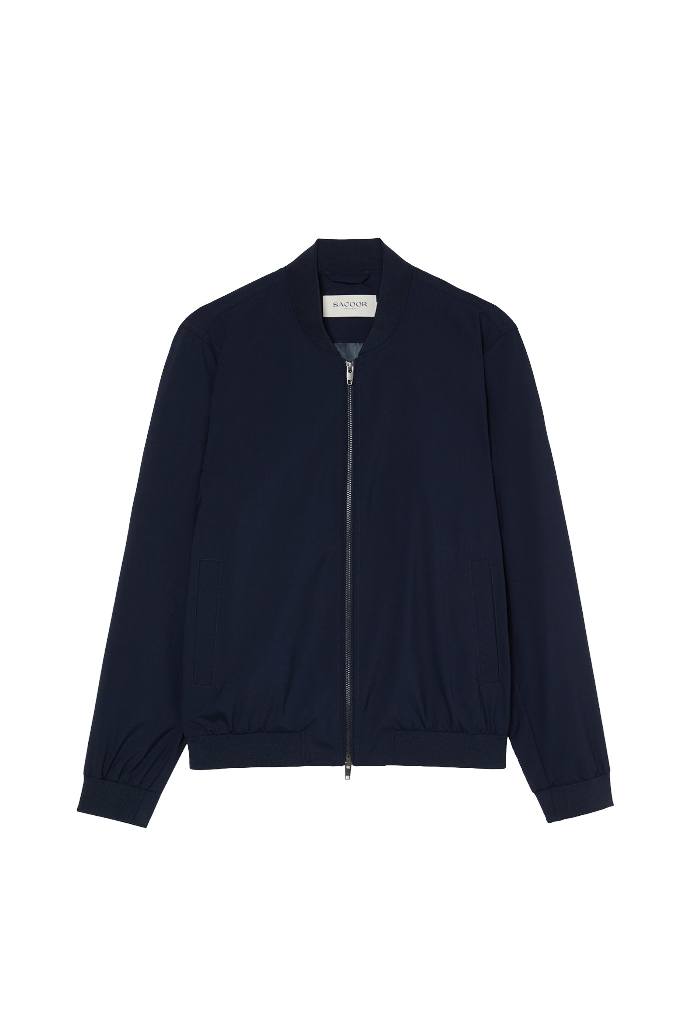 Knitted-Collar Wool Bomber Jacket